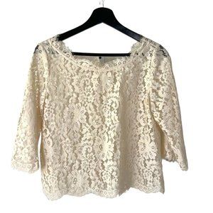 Joie Elvia Cream Lace Long Sleeve Top Small